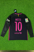 Lionel Messi Long-Sleeve Barcelona 2014/15 Retro Pink Printed Jersey